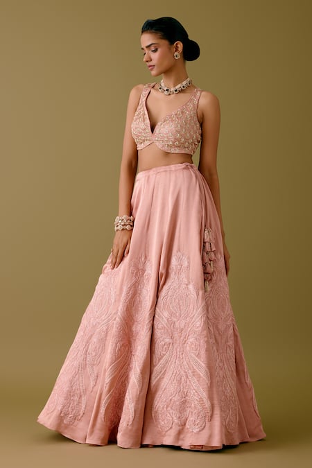 Devnaagri Acanthus Blossom Embroidered Lehenga Set 