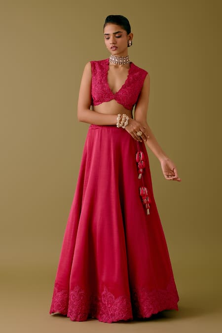 Buy Devnaagri Pink Organza, Satin Diamonds, Florence Bloom Dori Lehenga Set Online at Aza Fashions Buy_Devnaagri_Pink Organza, Satin Diamonds, Florence Bloom Dori Lehenga Set _Online_at_Aza_Fashions
