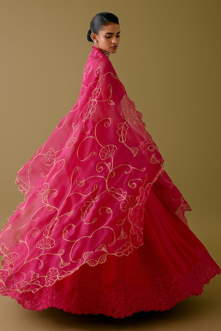 Devnaagri Pink Organza, Satin Diamonds, Florence Bloom Dori Lehenga Set at Aza Fashions Devnaagri_Pink Organza, Satin Diamonds, Florence Bloom Dori Lehenga Set _at_Aza_Fashions