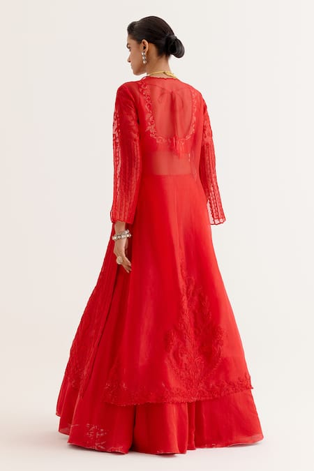 Devnaagri Lily Bloom Embroidered Jacket Lehenga Set 