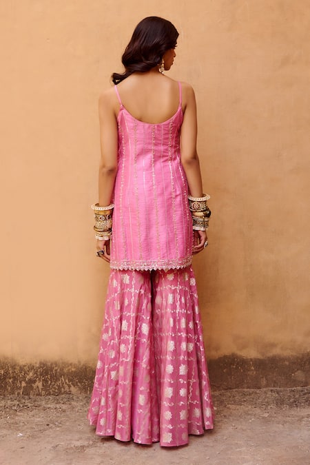 Chamee And Palak Thea Embroidered Kurta Flared Pant Set