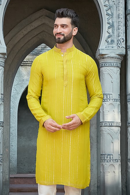 Priyanka Jain_Green Georgette, Cotton Zari Work Kurta And Churidar Set _Online_at_Aza_Fashions