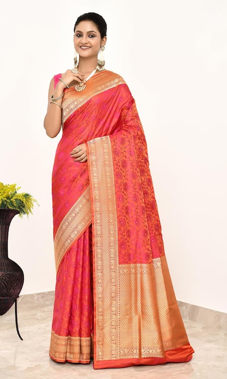 Naaritva India Gul Kadhua Jaal Woven Saree With Running Blouse 