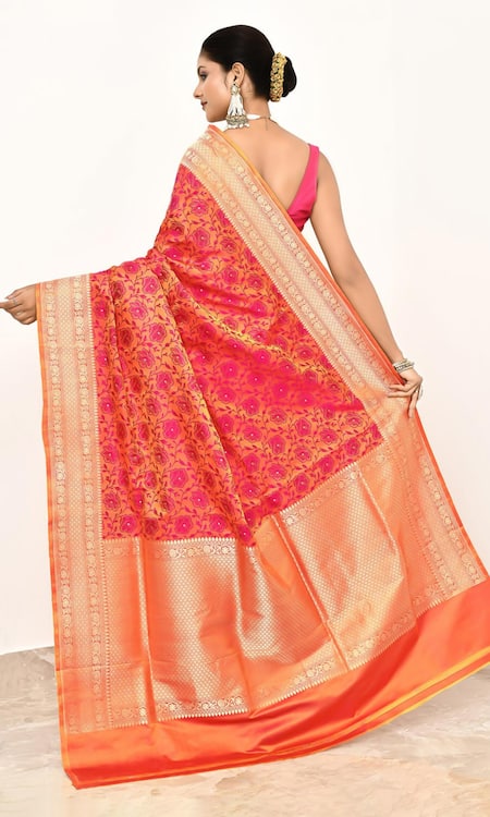 Naaritva India Gul Kadhua Jaal Woven Banarasi Saree With Running Blouse 