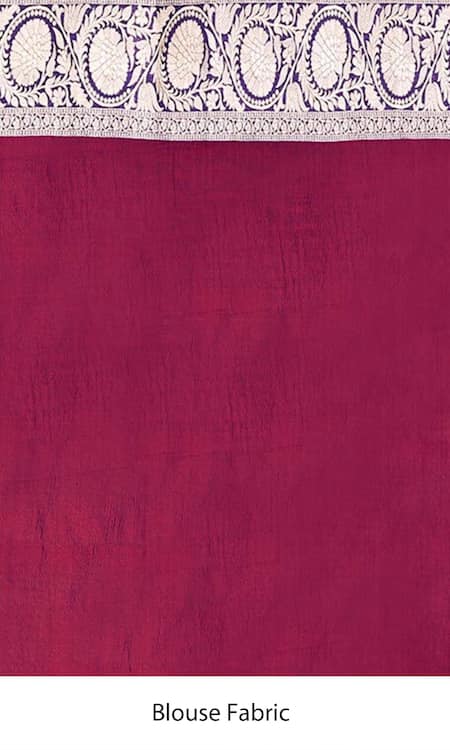 Shop_Naaritva India_Wine Kota Doria Embroidery Damask Booti Woven Banarasi Saree With Running Blouse _Online_at_Aza_Fashions