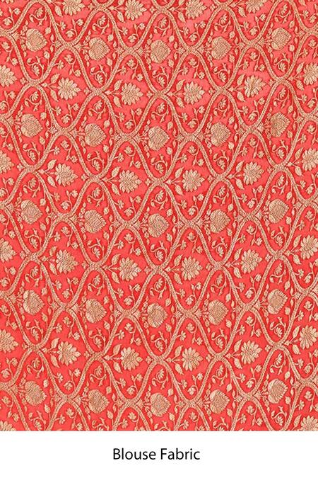 Naaritva India Green Handloom Cotton Zari Woven Floral Drop Banarasi Saree With Running Blouse Online at Aza Fashions Naaritva India_Green Handloom Cotton Zari Woven Floral Drop Banarasi Saree With Running Blouse _Online_at_Aza_Fashions