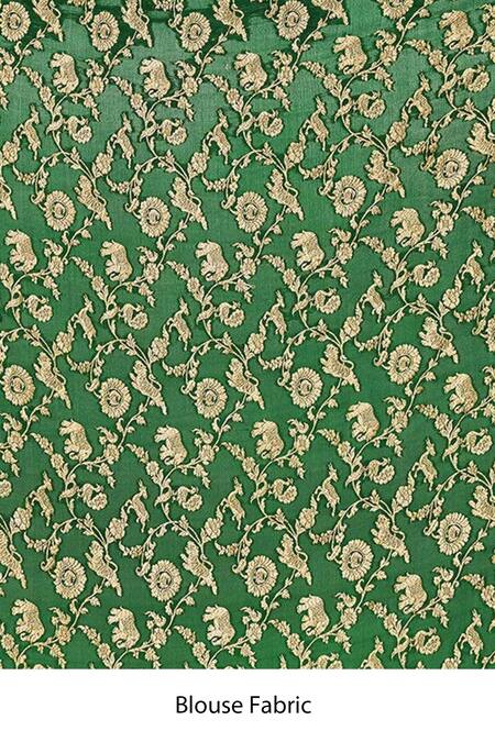 Naaritva India_Yellow Handloom Cotton Woven Animal Butti Banarasi Saree With Running Blouse _Online_at_Aza_Fashions