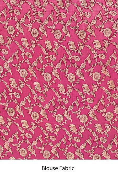 Naaritva India_Green Handloom Cotton Woven Animal Pattern Banarasi Saree With Running Blouse _Online_at_Aza_Fashions