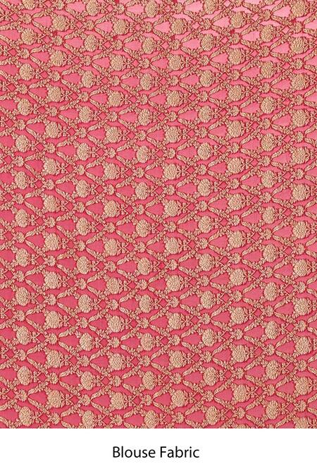 Naaritva India_Pink Handloom Cotton Zari Woven Vine Border Banarasi Saree With Running Blouse _Online_at_Aza_Fashions