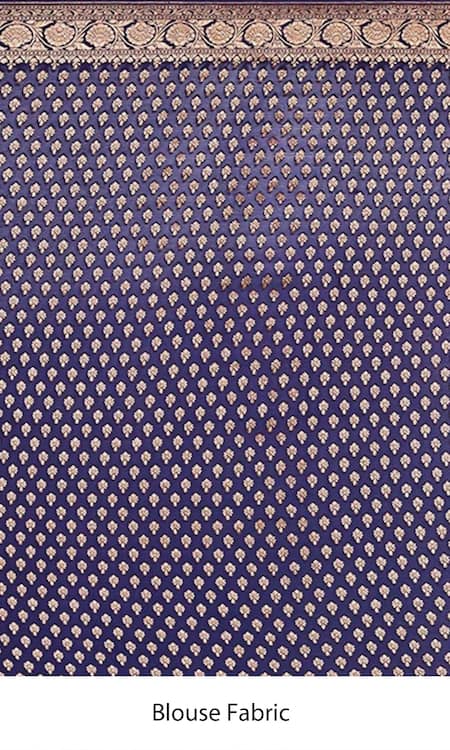 Shop_Naaritva India_Blue Handloom Cotton Foliage Stripe Woven Banarasi Saree With Running Blouse _Online_at_Aza_Fashions