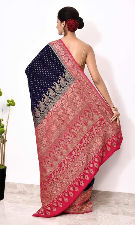 Naaritva India Woven Paisley Pattern Banarasi Saree With Running Blouse 