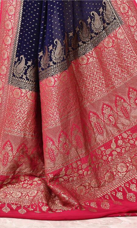 Buy Naaritva India Blue Handloom Cotton, Woven Paisley Pattern Banarasi Saree With Running Blouse Online at Aza Fashions Buy_Naaritva India_Blue Handloom Cotton, Woven Paisley Pattern Banarasi Saree With Running Blouse _Online_at_Aza_Fashions