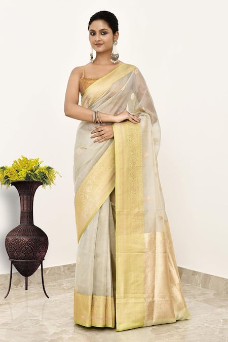 Naaritva India Colorblock Woven Saree With Running Blouse 