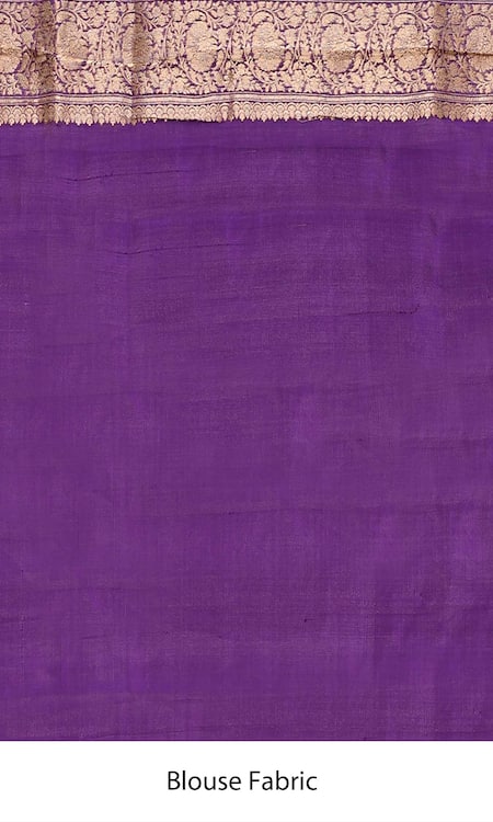 Naaritva India_Blue Tissue Botanical Border Woven Banarasi Saree With Running Blouse _Online_at_Aza_Fashions