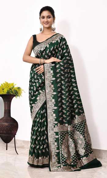 Buy Naaritva Banaras Green Kota Doria Embroidery Leaf Woven Banarasi Saree With Running Blouse at Aza Fashions Buy_Naaritva Banaras_Green Kota Doria Embroidery Leaf Woven Banarasi Saree With Running Blouse _at_Aza_Fashions