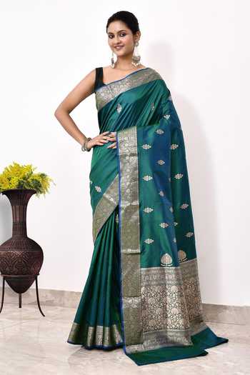 Buy Naaritva Banaras Green Kota Doria Floral Kadwa Woven Banarasi Saree With Running Blouse at Aza Fashions Buy_Naaritva Banaras_Green Kota Doria Floral Kadwa Woven Banarasi Saree With Running Blouse _at_Aza_Fashions