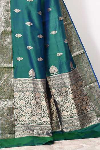 Buy Naaritva Banaras Green Kota Doria Floral Kadwa Woven Banarasi Saree With Running Blouse Online at Aza Fashions Buy_Naaritva Banaras_Green Kota Doria Floral Kadwa Woven Banarasi Saree With Running Blouse _Online_at_Aza_Fashions