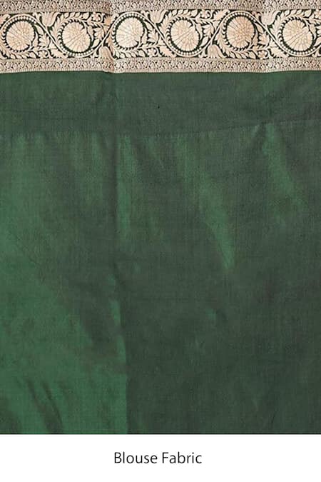 Shop_Naaritva India_Green Silk, Kota Doria Flower Vine Woven Banarasi Saree With Running Blouse _Online_at_Aza_Fashions