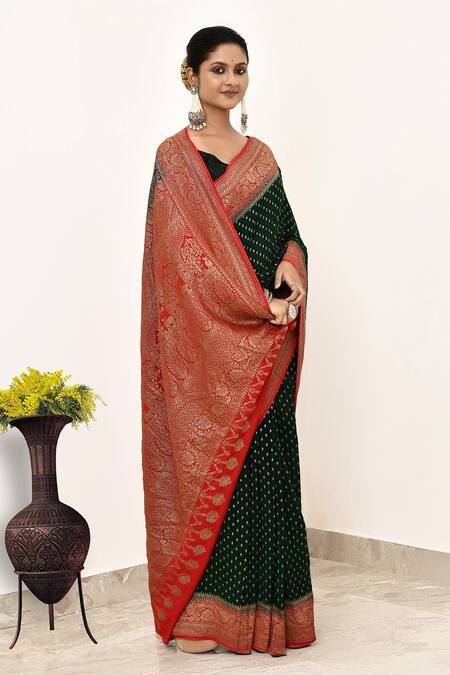 Naaritva India Black Handloom Cotton Embroidery Flower Woven Banarasi Saree With Running Blouse Online at Aza Fashions Naaritva India_Black Handloom Cotton Embroidery Flower Woven Banarasi Saree With Running Blouse _Online_at_Aza_Fashions