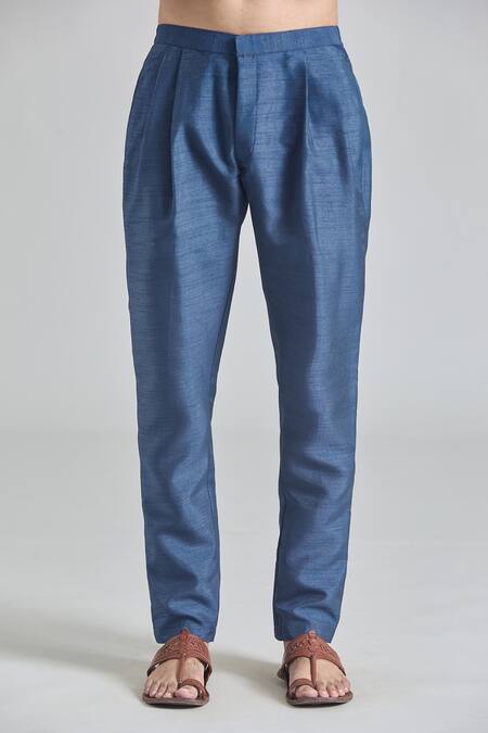 Buy Arihant Rai Sinha Blue Brocade, Silk Embroidery Geometric Bundi Kurta Set Buy_Arihant Rai Sinha_Blue Brocade, Silk Embroidery Geometric Bundi Kurta Set