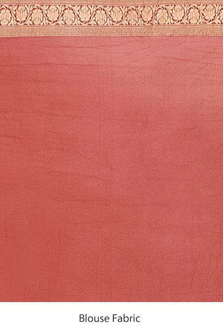 Naaritva India_Red Handloom Floral Bloom Pattern Woven Banarasi Saree With Running Blouse _at_Aza_Fashions