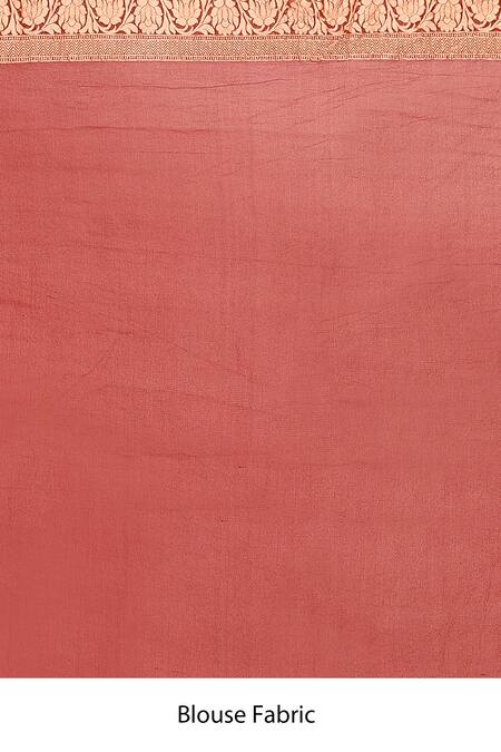 Naaritva India_Red Handloom Cotton Embroidery Banarasi Saree With Running Blouse _Online_at_Aza_Fashions