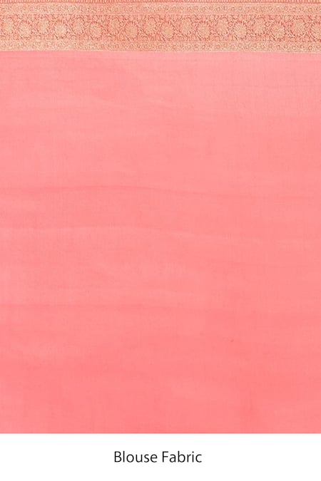 Shop_Naaritva India_Coral Handloom Cotton Embroidery Woven Banarasi Saree With Running Blouse _Online_at_Aza_Fashions