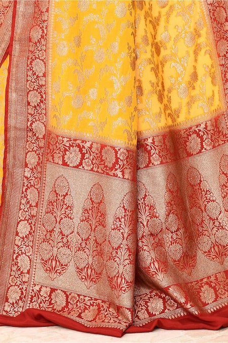 Buy Naaritva India Yellow Handloom Cotton Embroidery Handwoven Banarasi Saree With Running Blouse Online at Aza Fashions Buy_Naaritva India_Yellow Handloom Cotton Embroidery Handwoven Banarasi Saree With Running Blouse _Online_at_Aza_Fashions