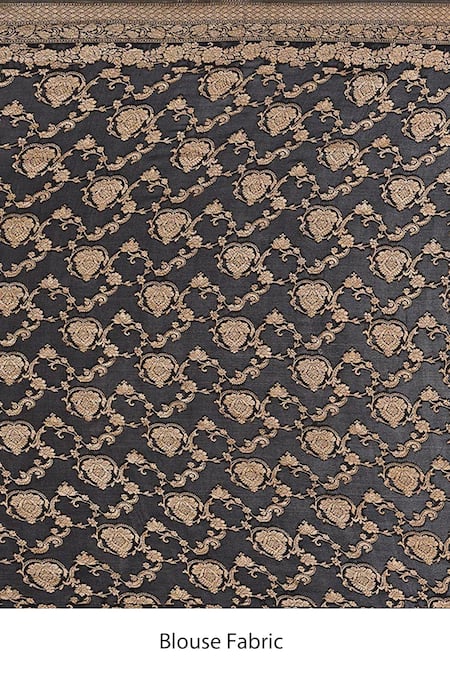 Naaritva India Yellow Crepe Embroidery Contrast Hem Banarasi Saree With Running Blouse Online at Aza Fashions Naaritva India_Yellow Crepe Embroidery Contrast Hem Banarasi Saree With Running Blouse _Online_at_Aza_Fashions