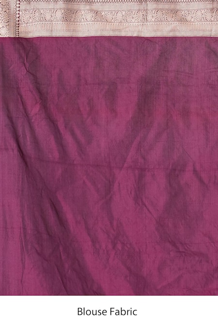 Naaritva India_Wine Kota Doria Embroidery Floret Pattern Banarasi Saree With Running Blouse _Online_at_Aza_Fashions