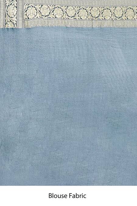 Buy_Naaritva India_Blue Handloom Cotton Floral Veil Detailed Banarasi Saree With Running Blouse _Online_at_Aza_Fashions