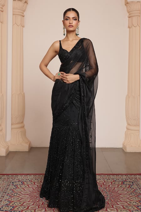 Arpita Mehta Musk Bloom Embroidered Pre-Draped Lehenga Saree With Blouse 