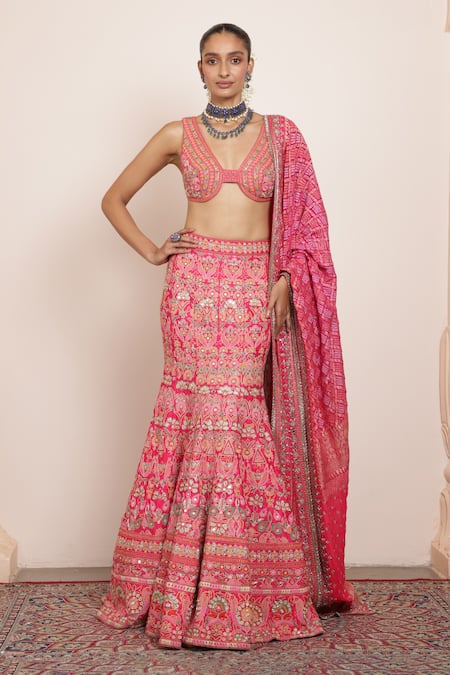 Arpita Mehta Gullista Mirror & Thread Embroidered Lehenga Set 