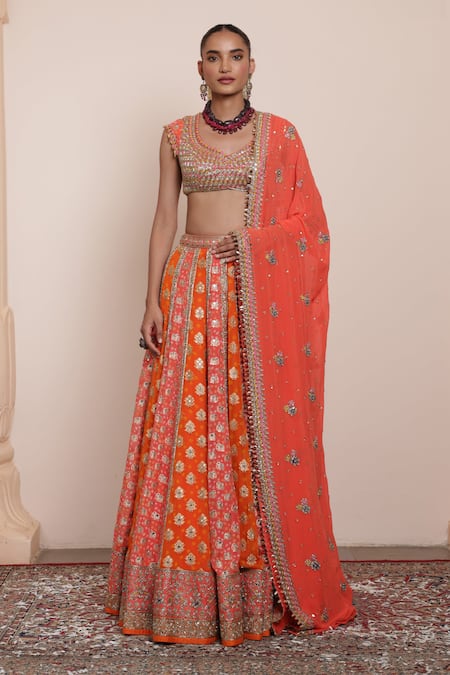 Arpita Mehta Mirror Bloom Panelled Lehenga Set 