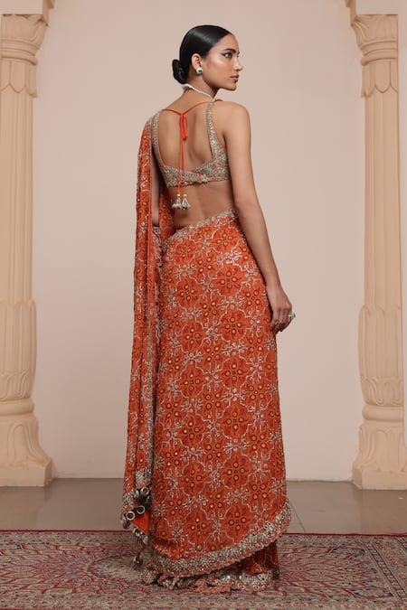 Arpita Mehta Thread Embroidered Pre-draped Saree With Blouse 