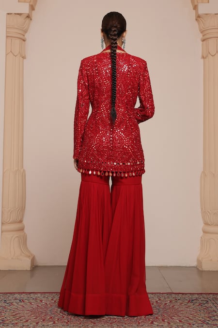 Arpita Mehta Mirror Work Jacket & Gharara Set 