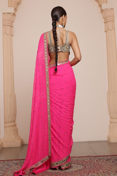 Arpita Mehta Zardozi Embroidered Saree With Blouse 