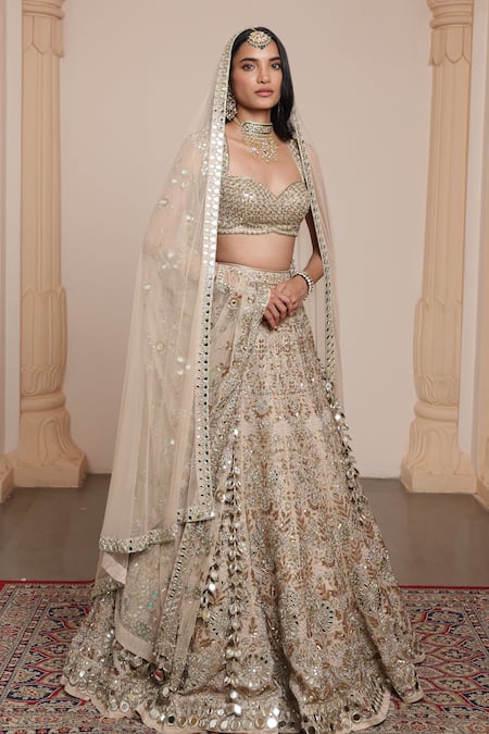 Arpita Mehta Leaf Embroidered Bridal Lehenga Set 