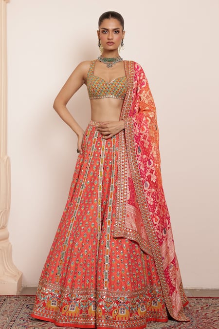 Arpita Mehta Floral Embroidered Bridal Lehenga Set 