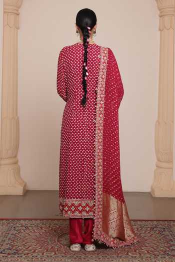 Shop Arpita Mehta Pink Georgette, Silk, Dupion Sequins, Mirrors, Zari Round Embellished Kurta Set at Aza Fashions Shop_Arpita Mehta_Pink Georgette, Silk, Dupion Sequins, Mirrors, Zari Round Embellished Kurta Set _at_Aza_Fashions