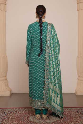 Shop Arpita Mehta Blue Georgette, Silk, Dupion Sequins, Zari Round Butti Kurta Set With Dupatta at Aza Fashions Shop_Arpita Mehta_Blue Georgette, Silk, Dupion Sequins, Zari Round Butti Kurta Set With Dupatta _at_Aza_Fashions