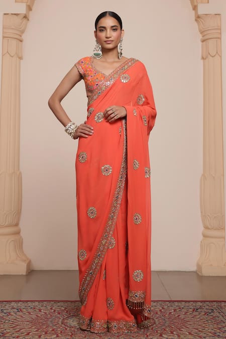 Arpita Mehta Floral Mandala Embroidered Saree With Blouse 