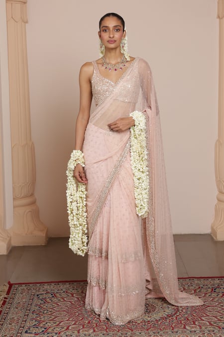 Arpita Mehta Sequin Embroidered Pre-Draped Saree With Blouse 