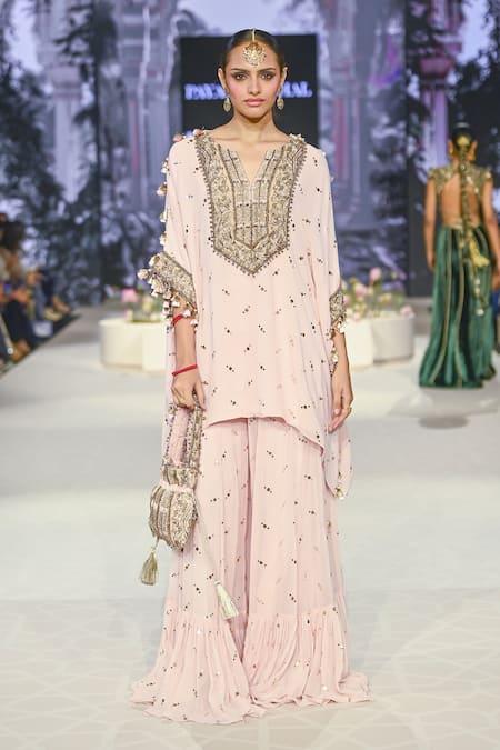 Payal Singhal Shahnaaz Zari Embroidered Mukaish Asymmetric Tunic With Sharara 