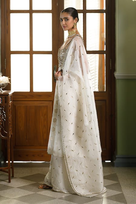 Buy Payal Singhal Ivory Silk, Organza, Muslin Embroidery, Gota Patti, Chikankari Anarkali Set Online at Aza Fashions Buy_Payal Singhal_Ivory Silk, Organza, Muslin Embroidery, Gota Patti, Chikankari Anarkali Set _Online_at_Aza_Fashions