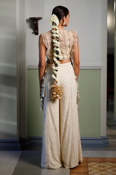 Payal Singhal Embroidered Frilled Bib Top Pant Set 