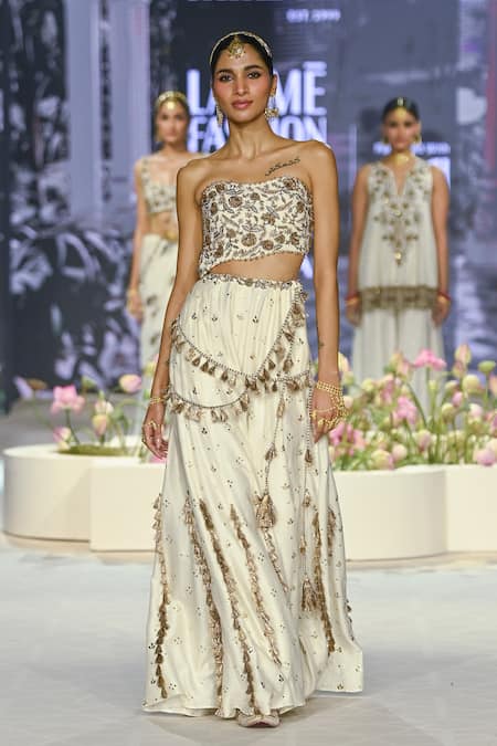 Payal Singhal Nisa Embroidered Off Shoulder Blouse & Sharara Set 