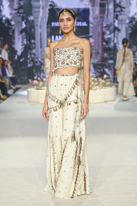 Payal Singhal Nisa Embroidered Off Shoulder Blouse & Sharara Set 