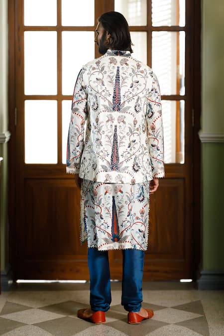 PS Men By Payal Singhal Embellished Velvet Bundi Kurta Set 