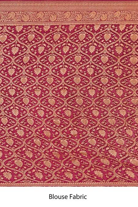 Shop_Naaritva India_Green Crepe Zari Contrast Flower Veil Hem Banarasi Saree With Running Blouse _Online_at_Aza_Fashions